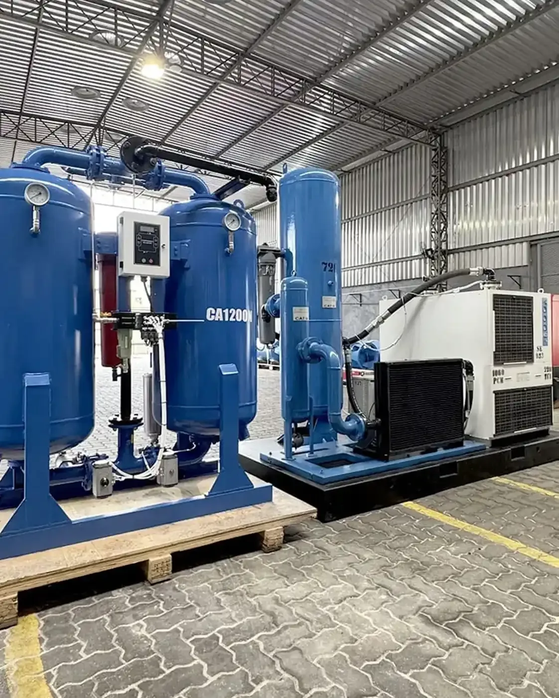 Sala de compressores com tratamento de ar completo